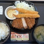 Matsunoya - 極厚切りロースかつ＆海老フライ２尾定食1470円