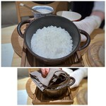 Nishimuraya - 土鍋ご飯もセットになっていて、炊きたて。量としては、用意されたお茶碗1膳程度かしら。