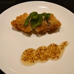 すし処 元禄 - 白身魚のフライ、粒マスタードソース添え(おすすめにぎり御膳)