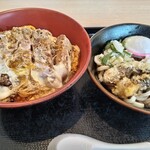 Kamayaki Torihompo Oyahinaya - ランチセットかつ丼＆ゲソ天ぶっかけうどん￥990