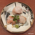 御料理 寺沢 - ぶどう海老､星鰈､鮎魚女の造り