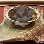 御料理 寺沢 - 鮑と北寄貝と銀杏の貝焼