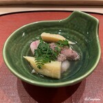 御料理 寺沢 - 熊肉と筍のしゃぶしゃぶ