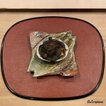 御料理 寺沢 - 鮑と北寄貝と銀杏の貝焼