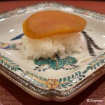 御料理 寺沢 - 自家製の唐墨の飯蒸し