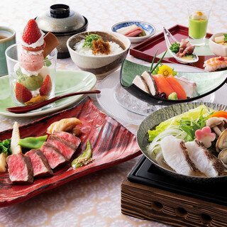 계절의 요리와 국산 소·흑모 일본소에서 고기를 선택할 수 있는 “계절 점심”