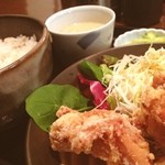 Isshin - 鶏唐揚げ麦とろ定食