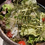 日本酒と海鮮 痛風屋 - サラダ　下にはシラスが