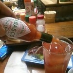 焼き鳥　柳屋 - 焼酎トマト割りにタバスコﾄﾞﾊﾞﾄﾞﾊﾞ