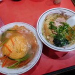 山王園 - 令和6年2月 ランチタイム(11:00〜)
天津飯とラーメンのセット 税込750円