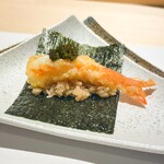 Akasaka Sushi Tempura Gion Iwai - 海老天　キャビアのせ