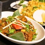 ダバ インディア - 2014.1 南インドの辛いマトンカレー（1,470円）の大盛り、マトンビリヤニと相性良好！