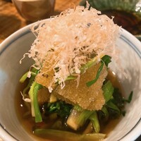 浅草 ひら山 - 子持ち昆布と芹のお浸し