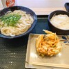 Hanamaru Udon - 2024年2月　かけうどん中、ライス小、野菜かき揚げ