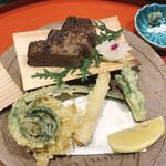 Kyou Kaiseki Minokichi Takeshigerou - 和牛フィレ炭火焼き　春野菜天ぷら
