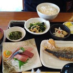 Shokuen Wa - お刺身、焼魚(塩サバ)ランチ