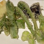 しおて - 季節の野菜天ぷら（タラの芽、うど、こごみ、つぼみ菜、など）