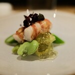 好日 - そら豆　車海老　アスパラ　ウド