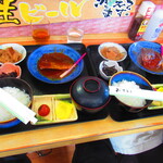 お食事処 河童 - ２人の日替わりワンコインランチ・鯖味噌定食　５００円（税込）【２０２３年２月】