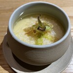 鄙の宿 金宇館 - ふきのとうの茶碗蒸し、銀杏、パルミジャーノレッジャーノ、苦みと旨味が春の味