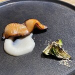 鄙の宿 金宇館 - さくらますの味噌漬け、新玉ねぎスリ流し、芽キャベツ