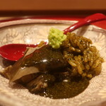鮨 しみづ - 黒鮑の肝ソース仕立てアップ