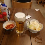 湯乃泉 草加健康センター - 生ビールとキムチ