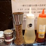 君 - にんにく、こしょう、山椒、お酢、ラー油