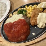 ジョイフル - チーズハンバーグ＆広島県産かきフライ 878円