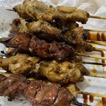 炭火やきとり 鳥信 - きもタレ焼き×2、モモタレ焼き×7