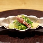 もちづき - 菜の花　ホタルイカ　辛子酢味噌土佐酢ジュレ