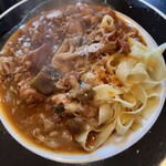 ガニュ・パン - 塩漬けの豚肉とキノコのシチュー風茄子エッグヌードル♪