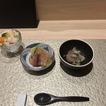 Sushi Tomikawa - 先付け二種とガリ