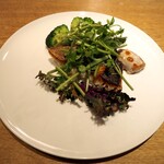 スガハラ - 三重 平鱸 ソテー + 栃木 ブロッコリー・芽キャベツ・せり + 平鱸 白子