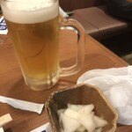 蔵元居酒屋 清龍 - 生中（黒ラベル）（３９９円）とお通し（２００円）