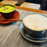 寺カフェ 茶庭 - カフェラテとティラミス