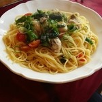 ペッシェヴィーノ - カキと菜花の柚子風味のパスタ大盛り（1000円+100円+250円）