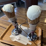 ル・ピック - 弓削牧場特製アイスクリーム2種。