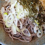 Soba Taikotei - 冷たいそばの上に甘辛い牛ごぼうが乗ってます。