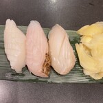 Tachiguizushi Nemuro Hanamaru - 赤いか、あぶりカレイ、平目昆布〆