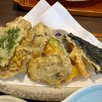 蕎麦切り　笑 - 浜名湖産かきの天ぷらセット