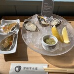 津田宇水産 レストラン - コンソメジュレ牡蠣、生牡蠣