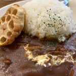 わたしとカフェ - 牛肉と赤ワインのコクが出ている美味しいハヤシルーだが、もう少しボリュームが欲しいところだ。