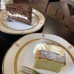 Kissa Minato Nikai - 抹茶バターケーキ、ココアスポンジガナッシュケーキ