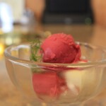 Lemon and blackcurrant sorbet