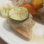 キッチン ブルー グローブ - チキンにタップリなシャンピニオンソース