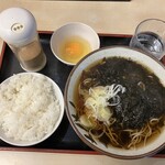 Soba Yoshi - 生海苔そば　半ライス　生卵