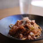 イタリア料理 MOMIJI - 鶏肉と焼きネギのトマトソース タリオリーニ