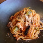 イタリア料理 MOMIJI - 鶏肉と焼きネギのトマトソース タリオリーニ