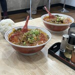 航龍 - 坦々麺辛み増し＋セルフ白ゴハン